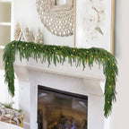 Guirnalda Artificial de Pino Norfolk con Luces, Pack de 3 Ramas Colgantes de Plástico, Decoración de Navidad y Hogar