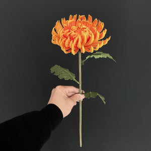 Crisantemo Artificial Vintage de Tallo Único, 1 Flor de PU, Tono Otoñal para Decoración, Bodas y Fotografía