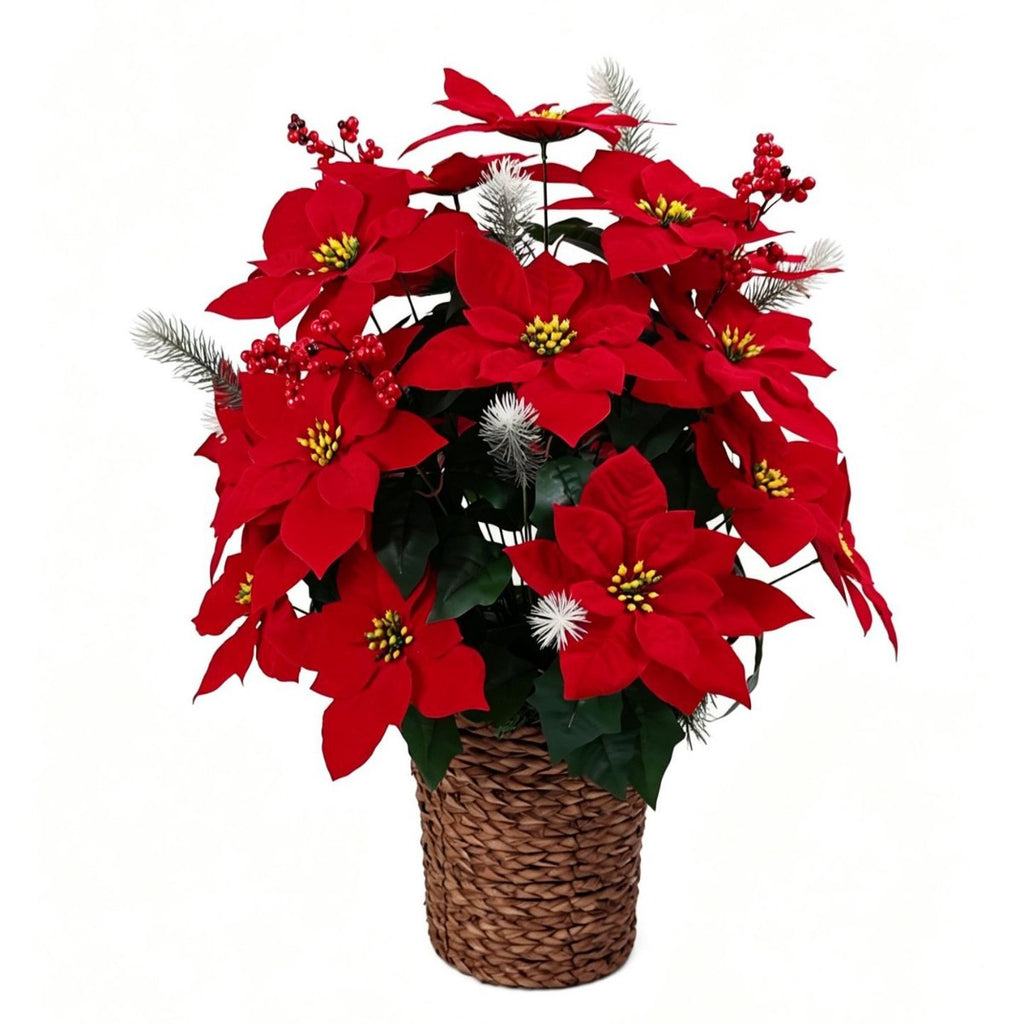 Flor Artificial de Pascua, 36 flores en ramo, decoración navideña en tela de seda artificial, 36 cm