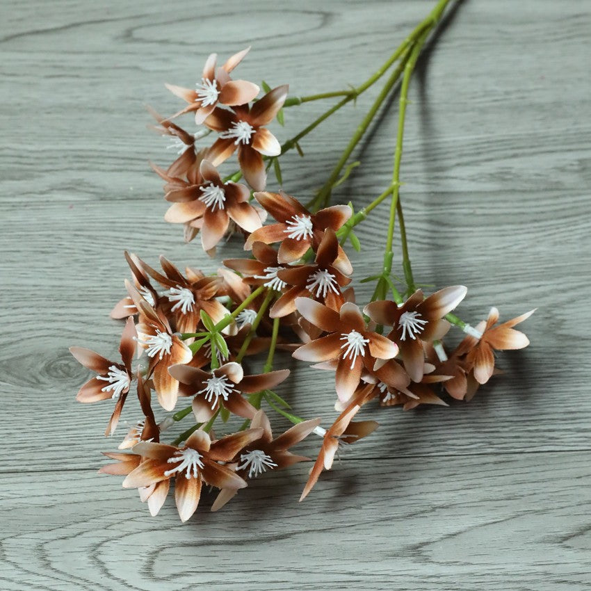 Orquídea Artificial Tipo Bush con 3 Ramas, Flor de 6 Puntas, Tela Efecto Seda, para Jarrón, Boda y Decoración del Hogar