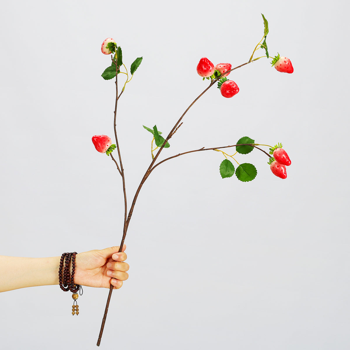 Rama artificial de fresa de espuma, 72 cm, 8 frutos, decoración para hogar y negocios