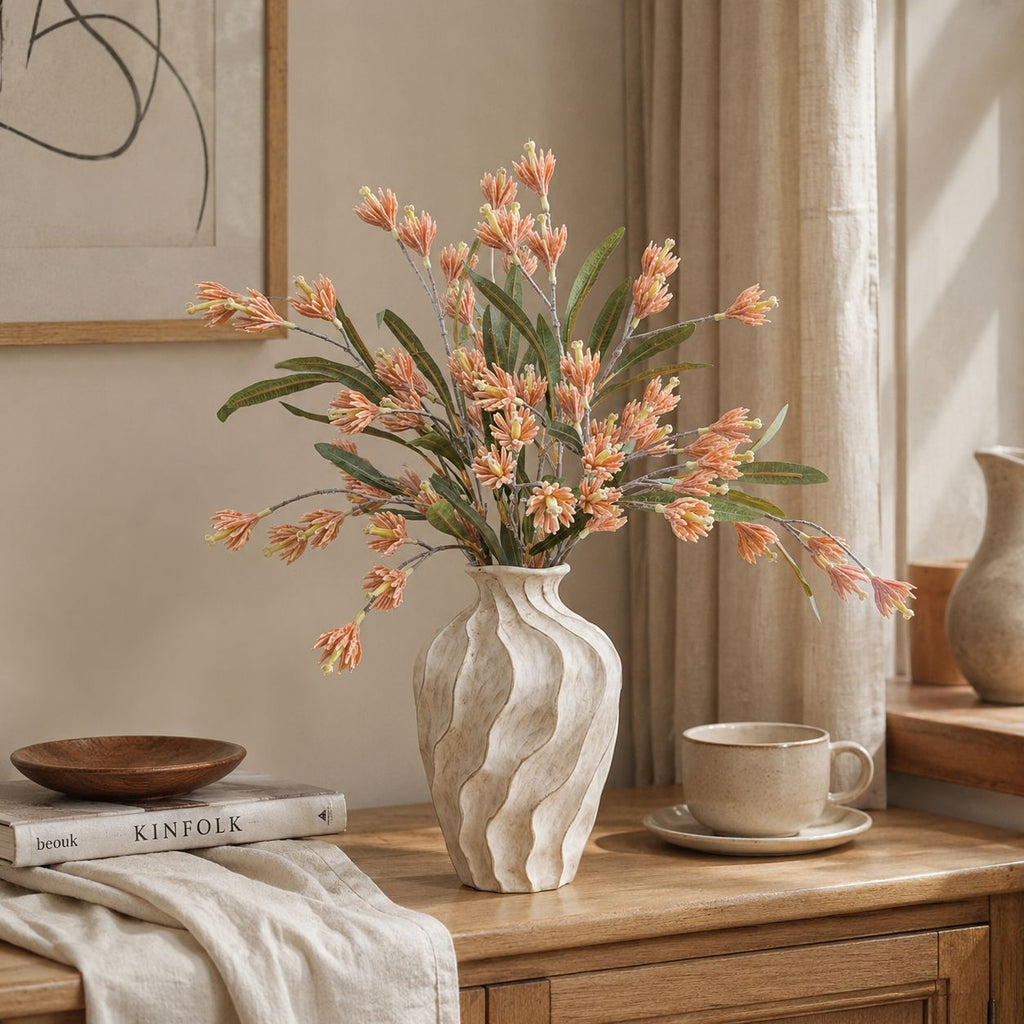 Ramo artificial de Magnolia 61cm, 9 flores de seda, decoración de mesa para salón, hotel o negocio, sin maceta