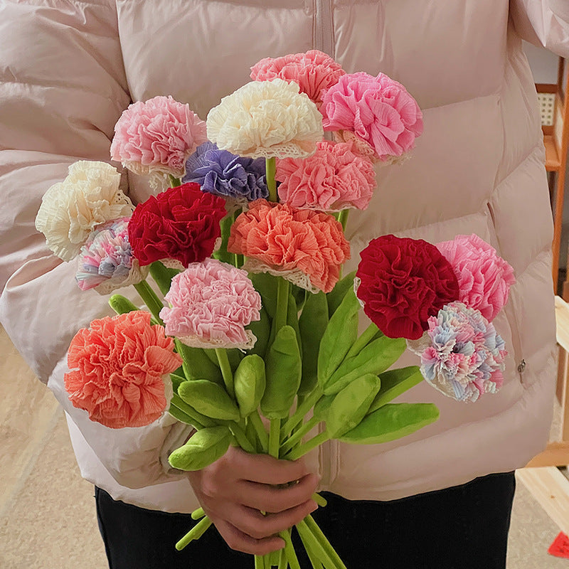 Ramo de 10 claveles artificiales de tela, 35 cm, decoración DIY para regalo o ambiente