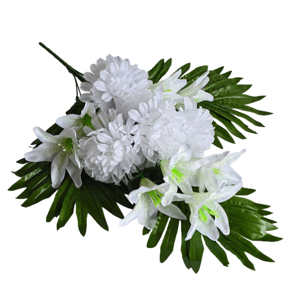 Ramo de Flores Artificiales con 12 Flores de Lirio y Crisantemo, 56 cm, Estilo Rústico, para Decoración Exterior