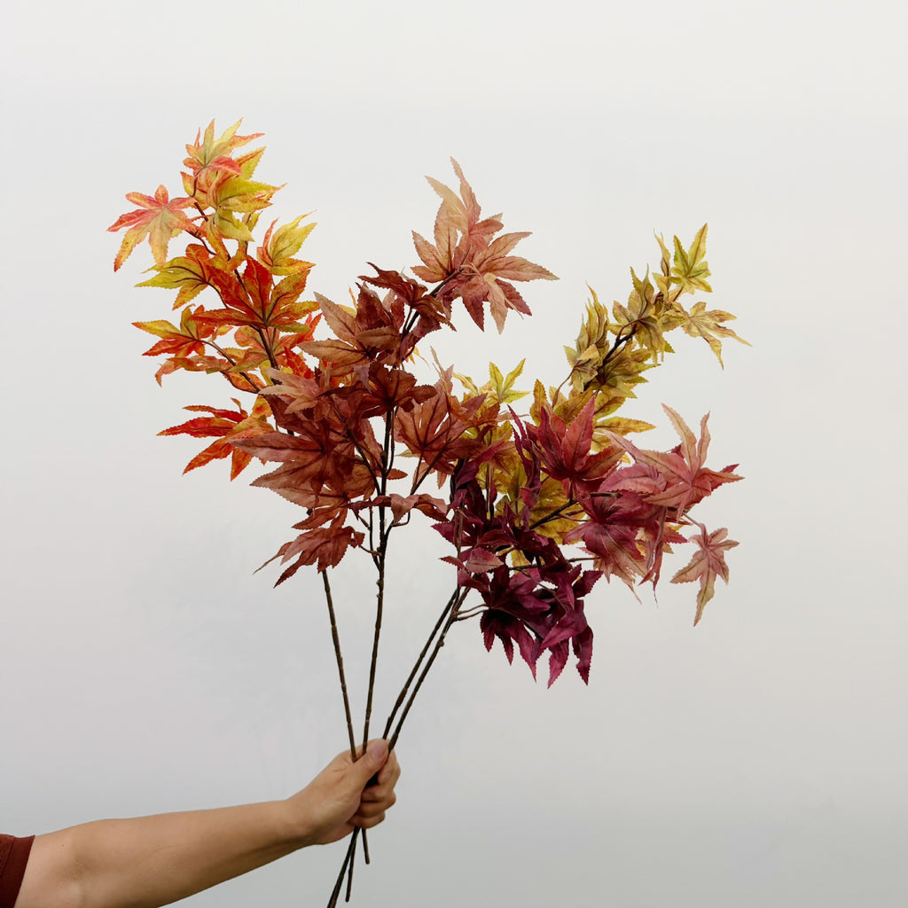 Rama artificial de hoja de arce rojo, estilo retro, 80 cm, decoración rústica y elegante para bodas y hogar