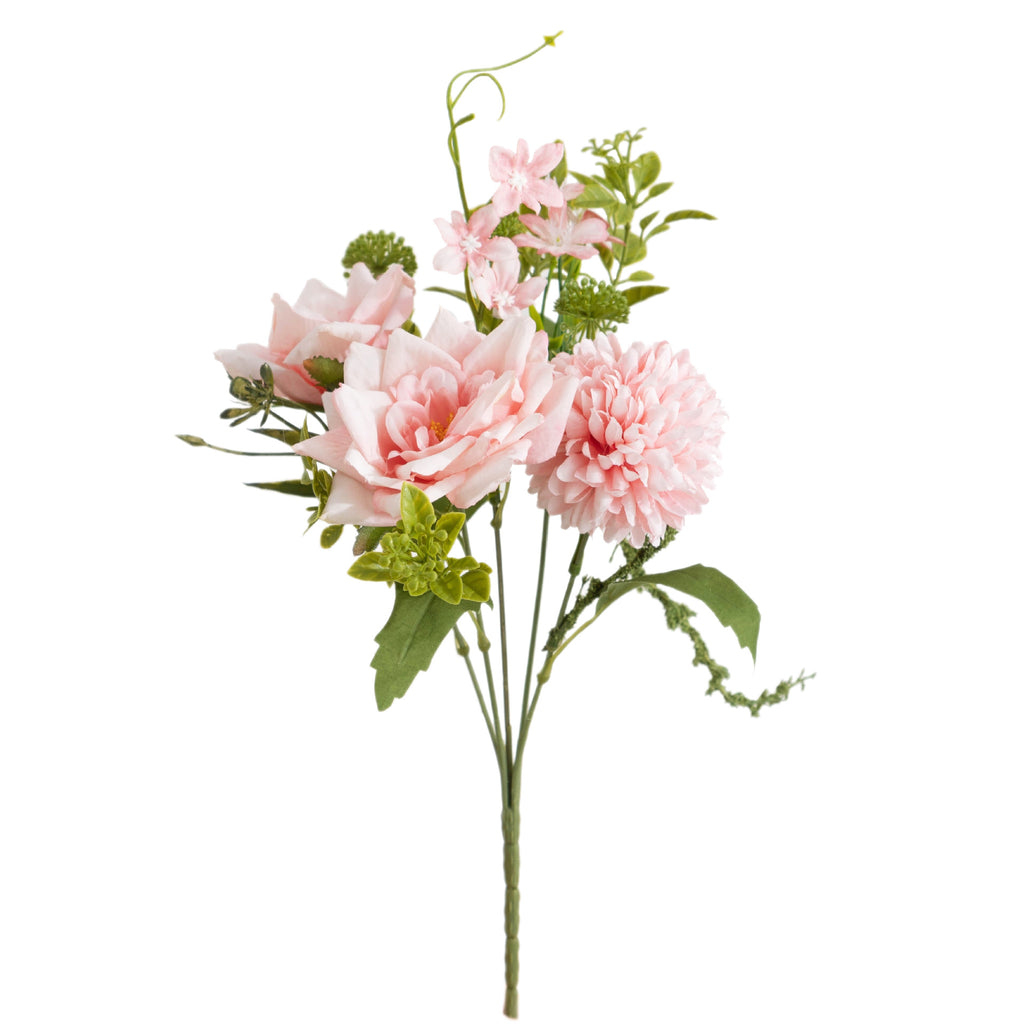 Ramo de Flores Artificiales de 28 cm, Rosas y Crisantemos, Decoración para Bodas y Hogar, Estilo Rústico y Moderno