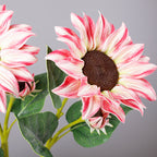 Girasol artificial de tela, tallo único con 2 flores, 65 cm, decoración de interior rustica y moderna