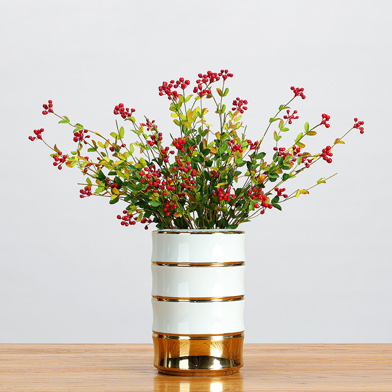 Ramo artificial de bayas decorativas, 6 tallos con 18 frutos, 50 cm, ideal para decoración de hogar y eventos