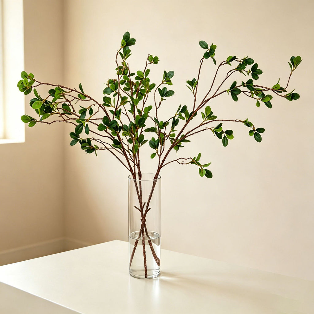 Rama Artificial de Hoja de Milán (Hoja de Ficus), Tallo Único, Efecto Natural, Estilo Nórdico, para Hogar, Oficina y Eventos