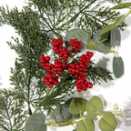 Guirnalda Artificial de Pino con Frutos Rojos y Hojas de Moneda, Enredadera Colgante de Navidad para Pared, Hogar y Escaparate