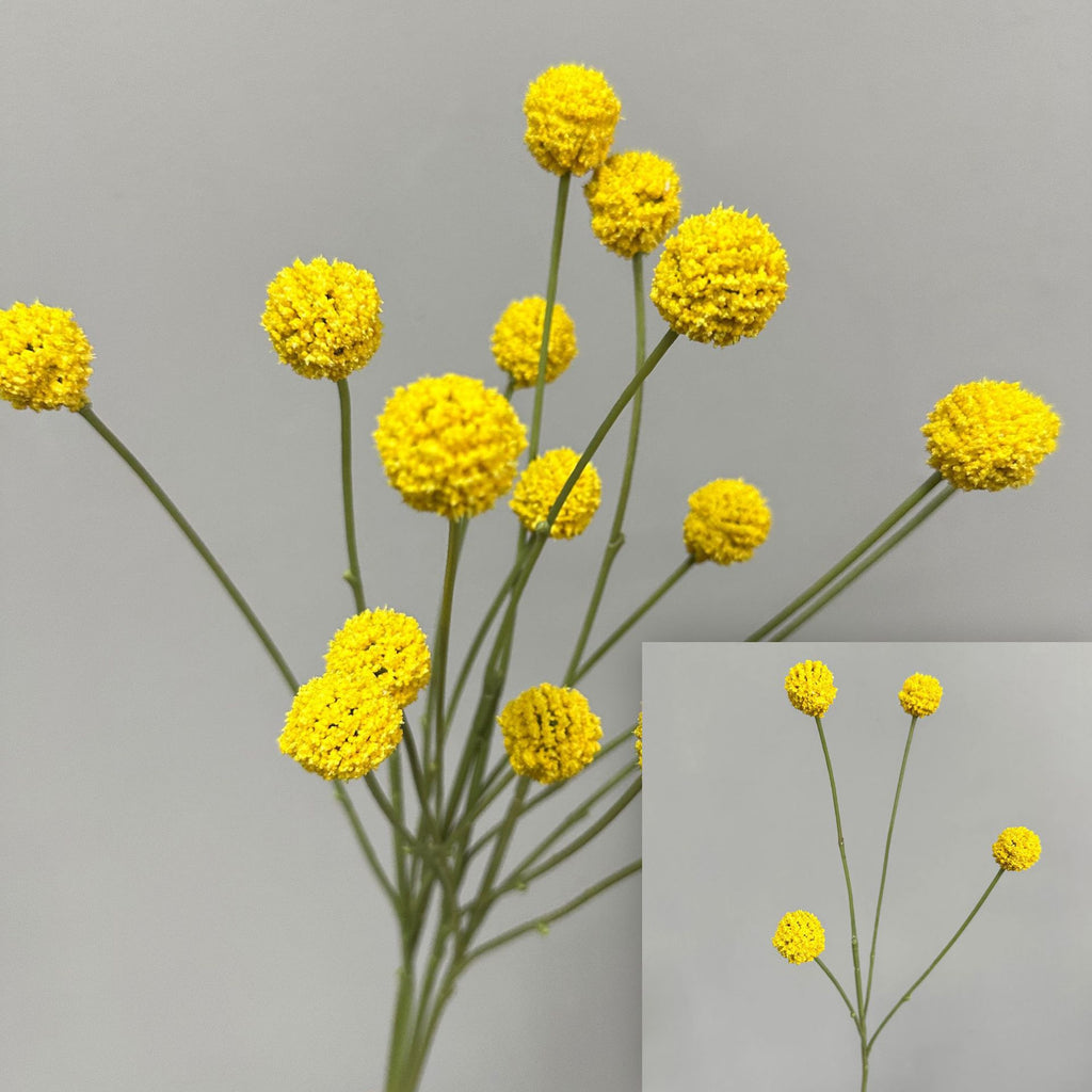 Ramo de Bolas Doradas Artificial, 4 Cabezas Plástico, Flor Decorativa para Salón, Oficina y Escaparate