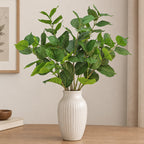 Hoja de Eucalipto Artificial, Rama Única de Plástico, Verde Efecto Natural, para Decoración del Hogar, Oficina y Escaparates
