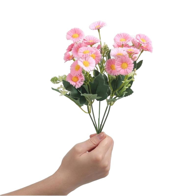 Ramo de Margaritas Artificiales Pequeñas, Mata Multicabeza Efecto Campestre, para Bodas, Hogar y Escaparates