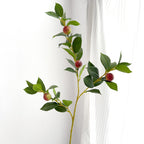 Rama Artificial de Camelia con Frutos de Té, Ramo de Plástico Estilo Nórdico, Decoración para Hogar, Escaparate y Bodas