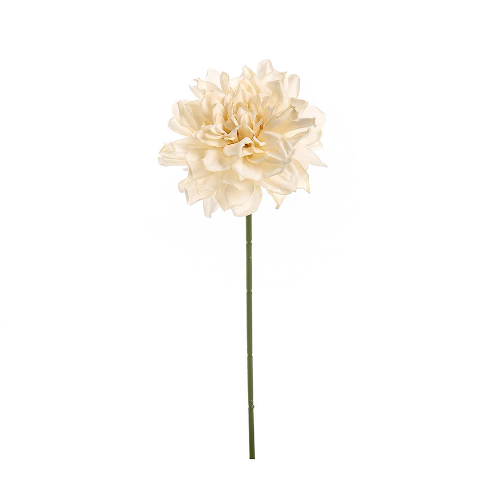 Dalia Artificial de Tela Efecto Seda, Tallo Único con 1 Flor, Borde Tostado, Decoración para Hogar, Bodas y Escaparates