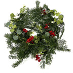 Guirnalda Artificial de Pino con Frutos Rojos y Hojas de Moneda, Enredadera Colgante de Navidad para Pared, Hogar y Escaparate