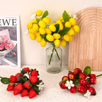 Ramo de fresas artificiales, 19 frutos, 28 cm, decoración de interior para regalo o fiesta