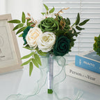 Ramo de rosas artificiales para bodas, 7 flores, 29 cm, decoración nupcial y fotográfica