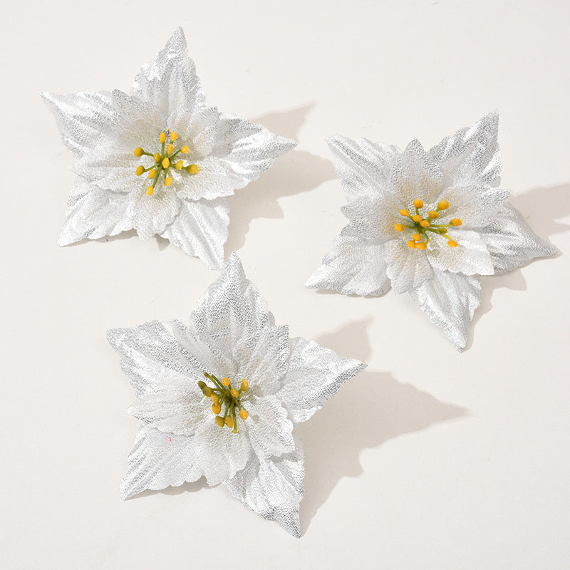Flores de Pascua artificiales de 5" x 5" 50 piezas para decoración navideña