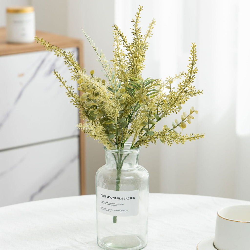 Ramo de Eucalipto y Helecho Artificial, Pieza Única de 37 cm en Plástico y Hierro, para Decoración del Hogar y Bodas
