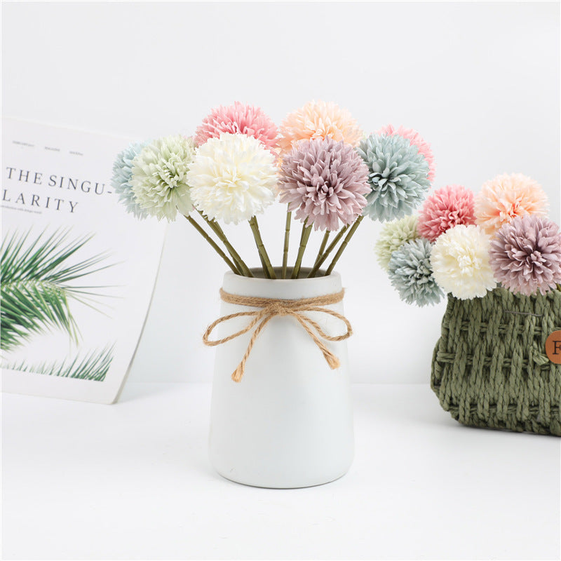 Flor Artificial Crisantemo Pompón, Tallo Único con 1 Flor, Tela Estilo Seda, Colores Macarons, Bodas y Decoración del Hogar