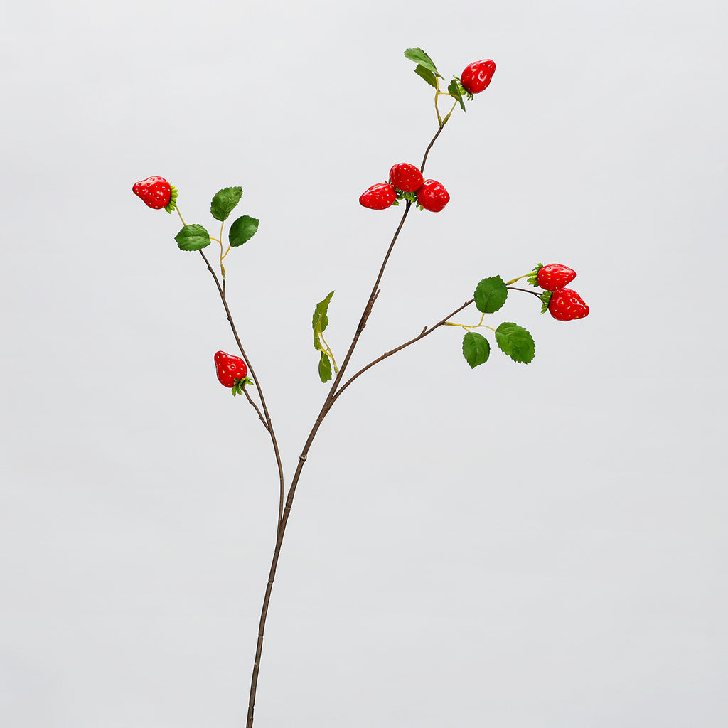 Rama artificial de fresa de espuma, 72 cm, 8 frutos, decoración para hogar y negocios