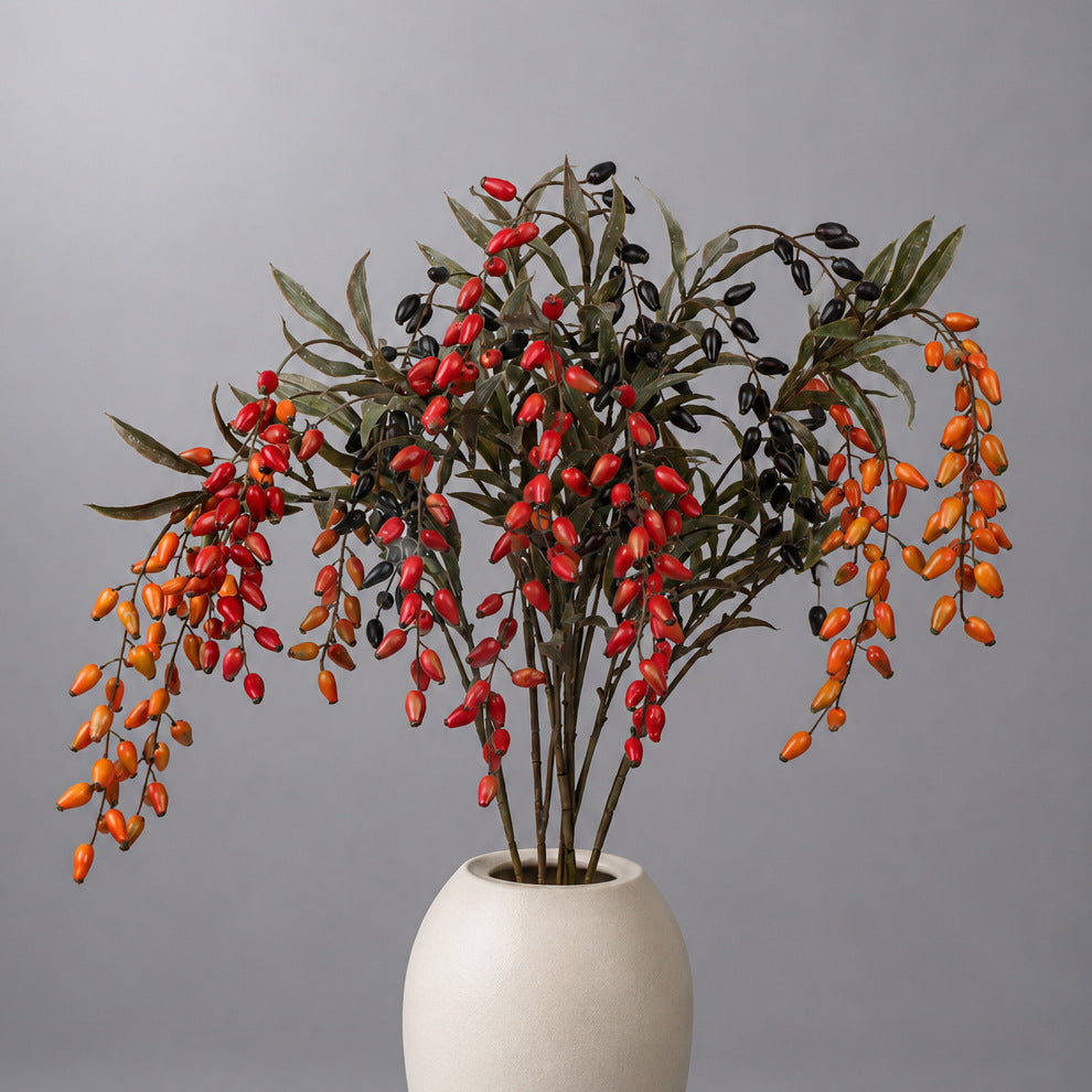 Planta artificial de bayas de Goji de 85 cm, decoración rústica para hogar, oficina y eventos