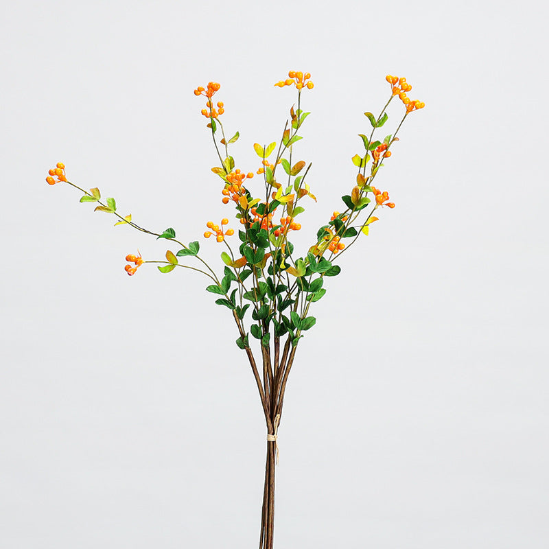 Ramo artificial de bayas decorativas, 6 tallos con 18 frutos, 50 cm, ideal para decoración de hogar y eventos