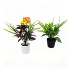 Composición de plantas artificiales - Ojo del diablo y Balsamina, 29 cm, decoración de escritorio u oficina