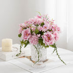 Ramo de Flores Artificiales de 28 cm, Rosas y Crisantemos, Decoración para Bodas y Hogar, Estilo Rústico y Moderno
