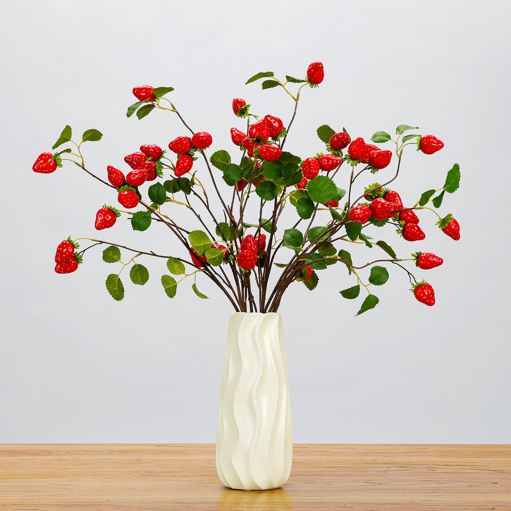 Rama artificial de fresa de espuma, 72 cm, 8 frutos, decoración para hogar y negocios