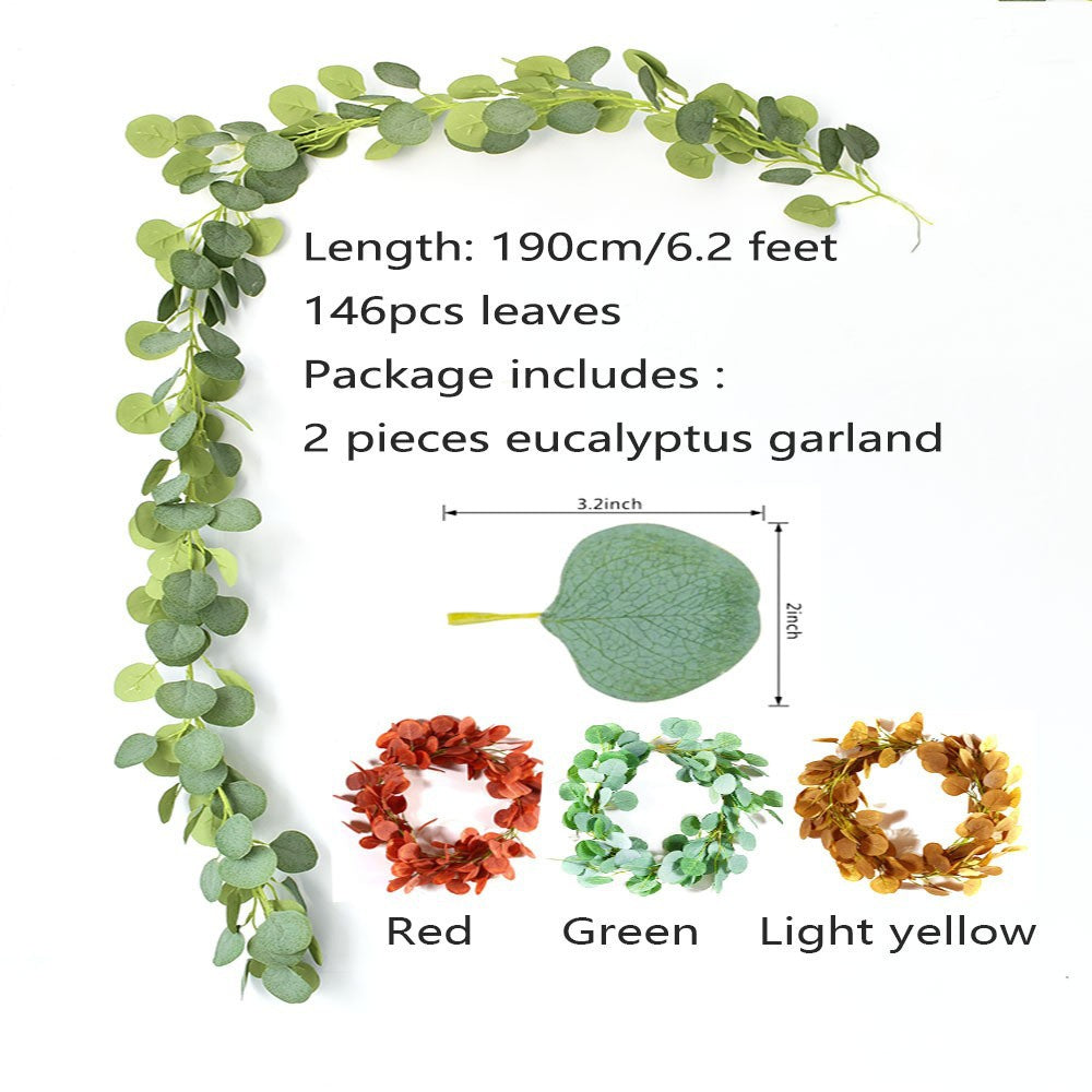 Planta artificial de eucalipto con 146 hojas, enredadera decorativa de 190 cm para bodas y hogar
