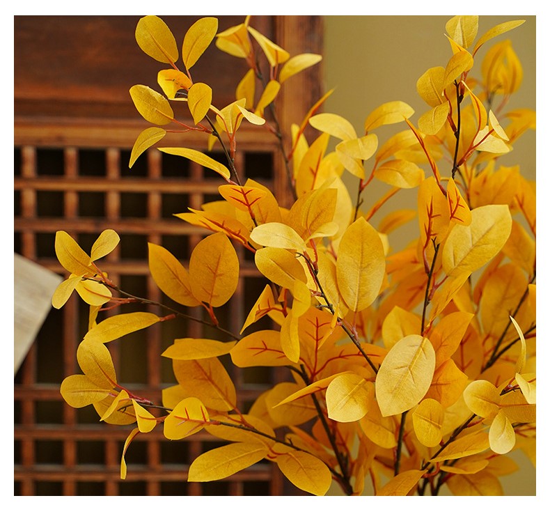 Eucalipto artificial de 35" x 12" para decoración del hogar - Amarillo