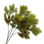 Rama de Pino Artificial con Piñas, Arbusto Decorativo de Plástico PE/PVC, Estilo Nórdico y Campestre, para Interior y Exterior
