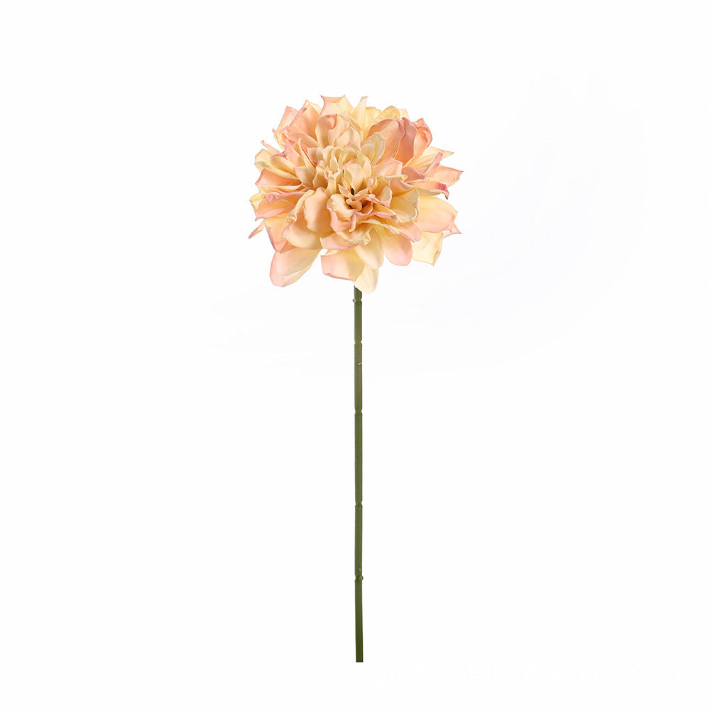 Dalia Artificial de Tela Efecto Seda, Tallo Único con 1 Flor, Borde Tostado, Decoración para Hogar, Bodas y Escaparates