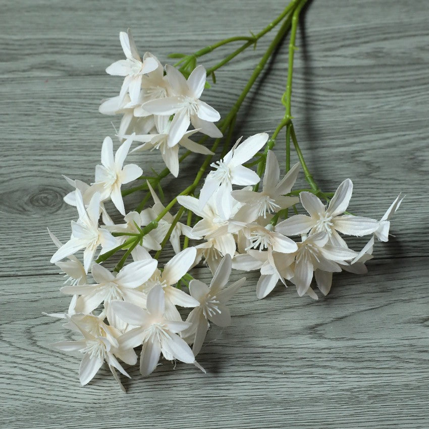 Orquídea Artificial Tipo Bush con 3 Ramas, Flor de 6 Puntas, Tela Efecto Seda, para Jarrón, Boda y Decoración del Hogar