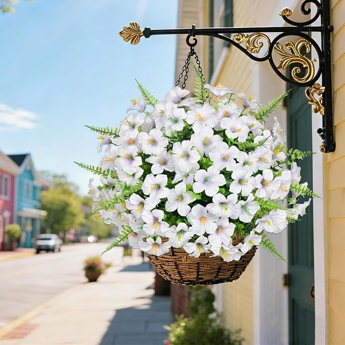 Ramo de Flores Artificiales Eucalipto, Trompeta y Helecho Persa, Pack de 9 Piezas, Plástico, Decoración Hogar y Jardín