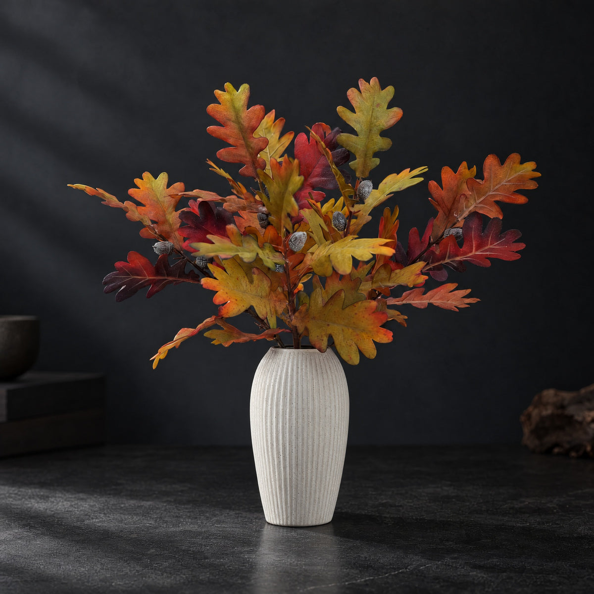Rama de Ficus Elástico Artificial con Hojas Otoñales, Una Pieza de Tela de Seda Sintética, Decoración de Hogar, Bodas y Escaparates