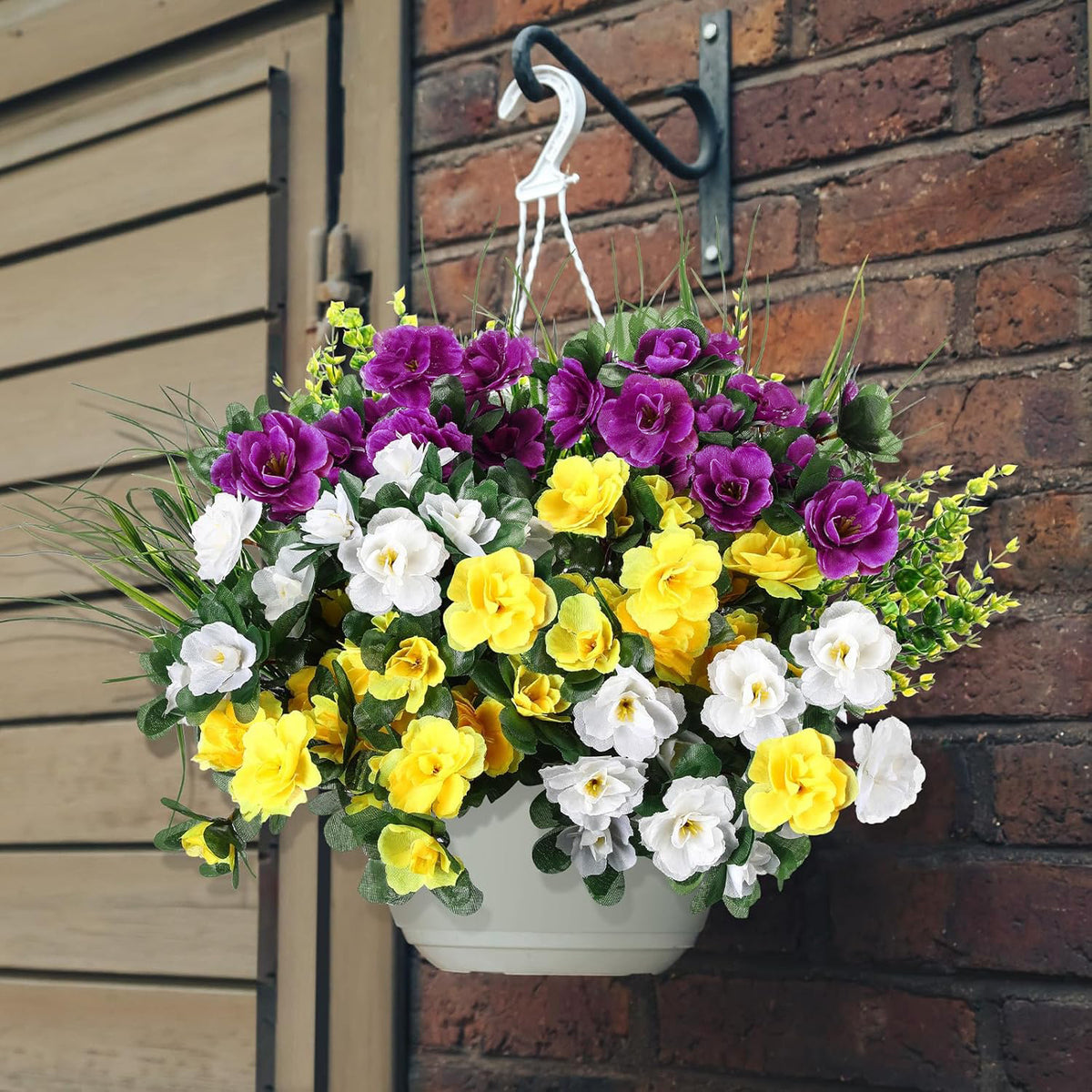 Ramo Artificial de Eucalipto y Azalea con Hierba de Primavera, Pack de 12 Piezas, Plástico, para Casa y Exterior