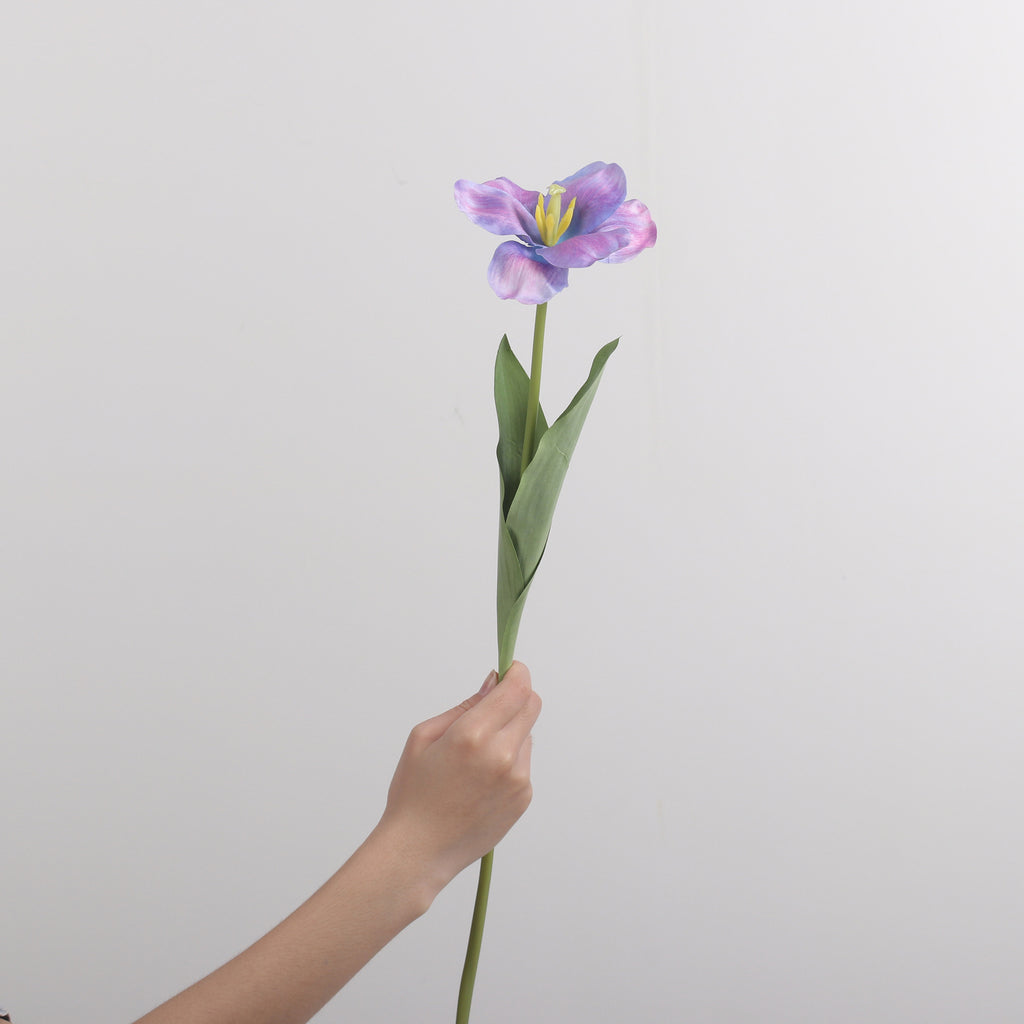 Tulipán artificial de PU, 1 tallo con flor de 10 cm, 65 cm de altura, para bodas y decoración del hogar