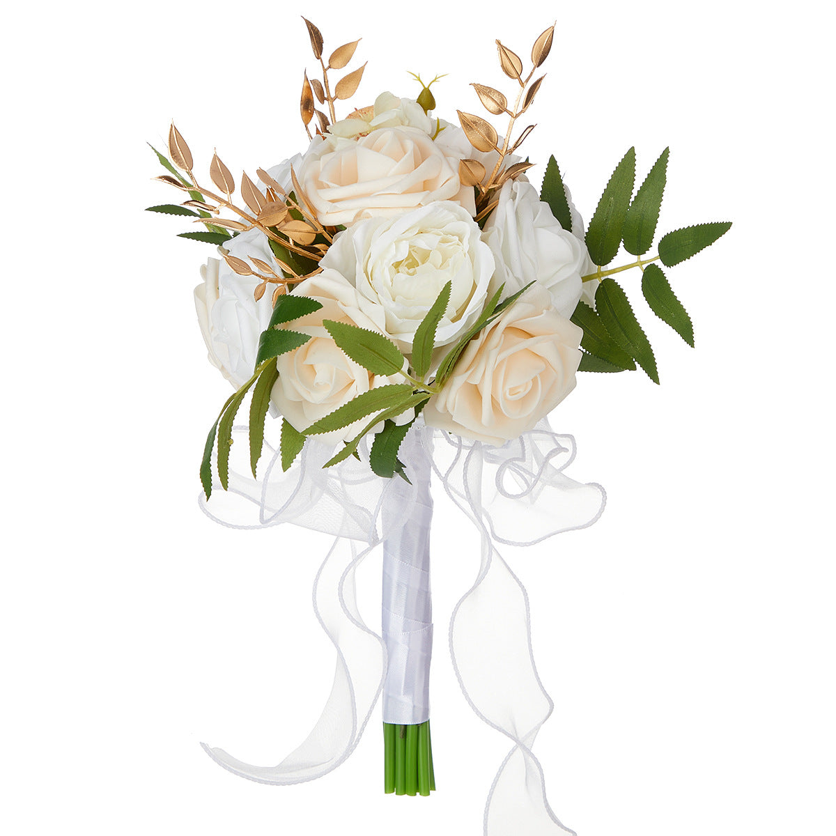 Ramo de rosas artificiales para bodas, 7 flores, 29 cm, decoración nupcial y fotográfica