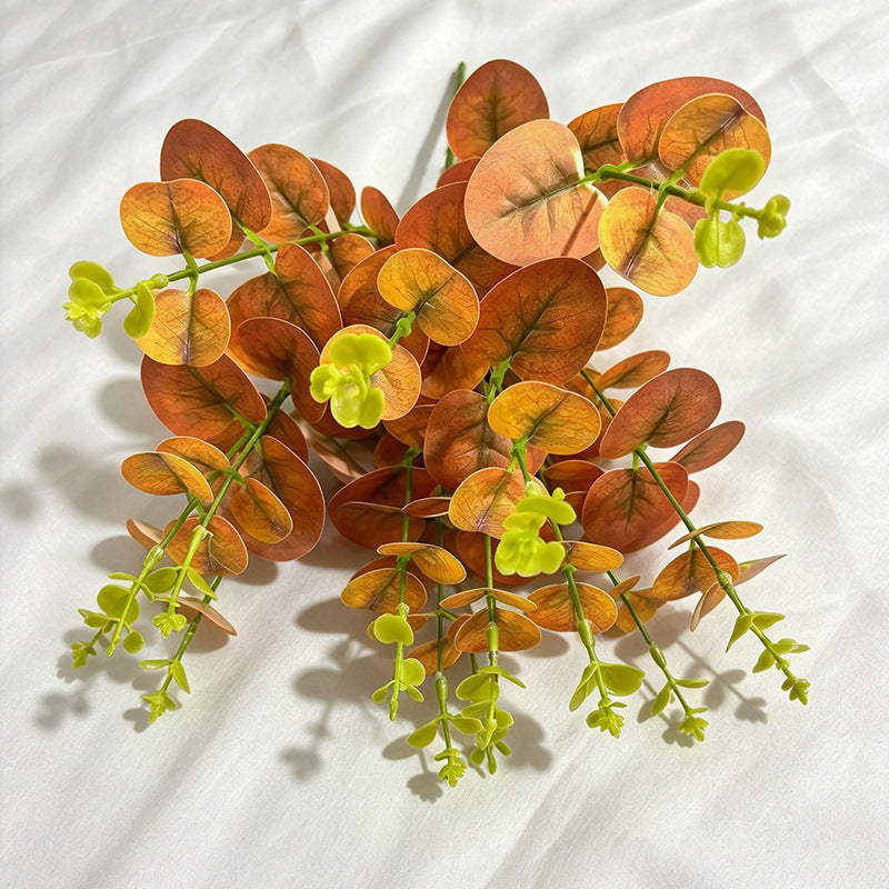 Ramo Artificial de Eucalipto Dólar, Planta Decorativa Tipo Arbusto con Hojas Redondas, para Jarrón, Hogar, Fiestas y Bodas