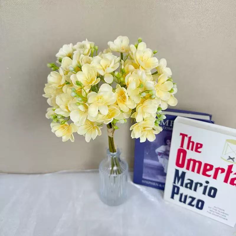 Ramito de Flores Artificiales de Jazmín, 40 cm, Estilo Moderno, Blanco, para Decoración de Bodas, Hogar y Fotos