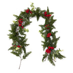 Enredadera Artificial de Pino y Frutos Rojos, Guirnalda Colgante de Plástico 180 cm, Decoración Navideña y de Puerta