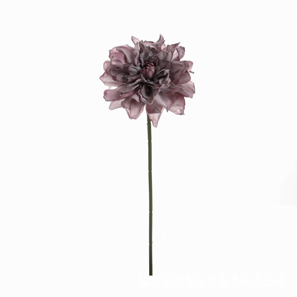 Dalia Artificial de Tela Efecto Seda, Tallo Único con 1 Flor, Borde Tostado, Decoración para Hogar, Bodas y Escaparates