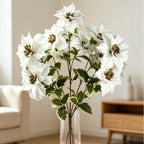 Rama artificial de flor de Pascua con 12 flores, 45 cm, decoración moderna para bodas y hogar