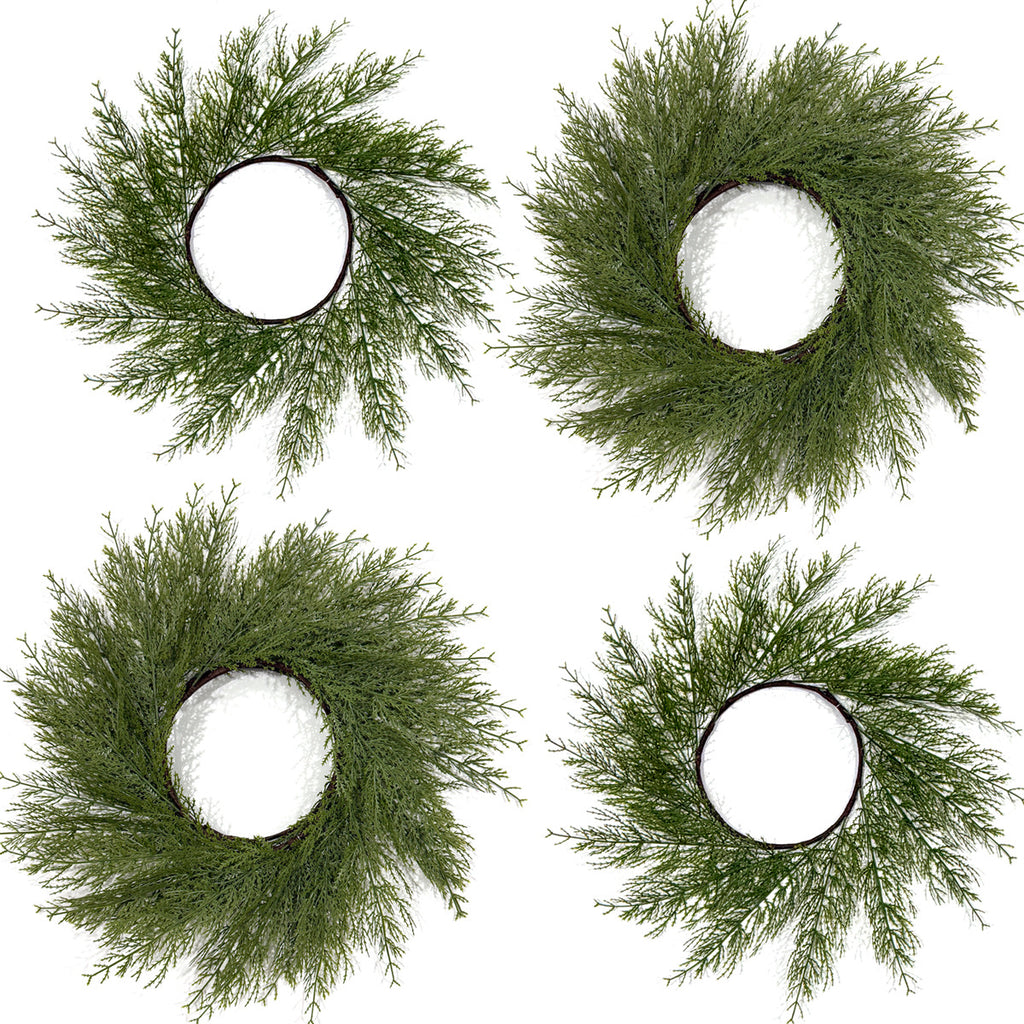 Pack de 2 Salvamanteles Corona de Pino y Ciprés Artificial, Plástico, Decoración de Mesa para Navidad, Hogar y Hoteles