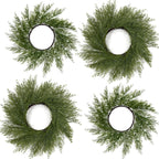 Pack de 2 Salvamanteles Corona de Pino y Ciprés Artificial, Plástico, Decoración de Mesa para Navidad, Hogar y Hoteles