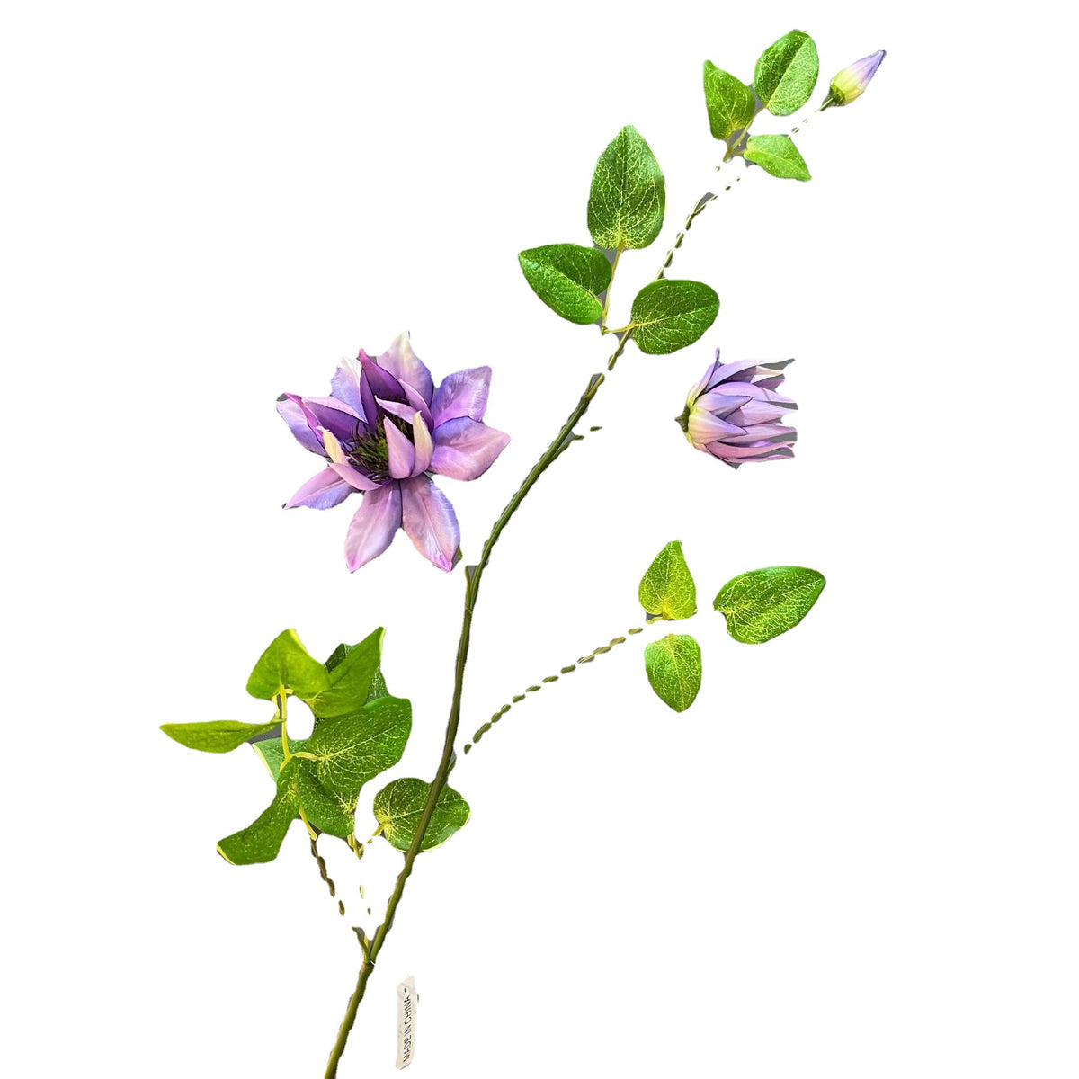 Flor artificial de clemátide, rama de 90 cm con 3 flores, decoración rústica y elegante para hogar y negocios