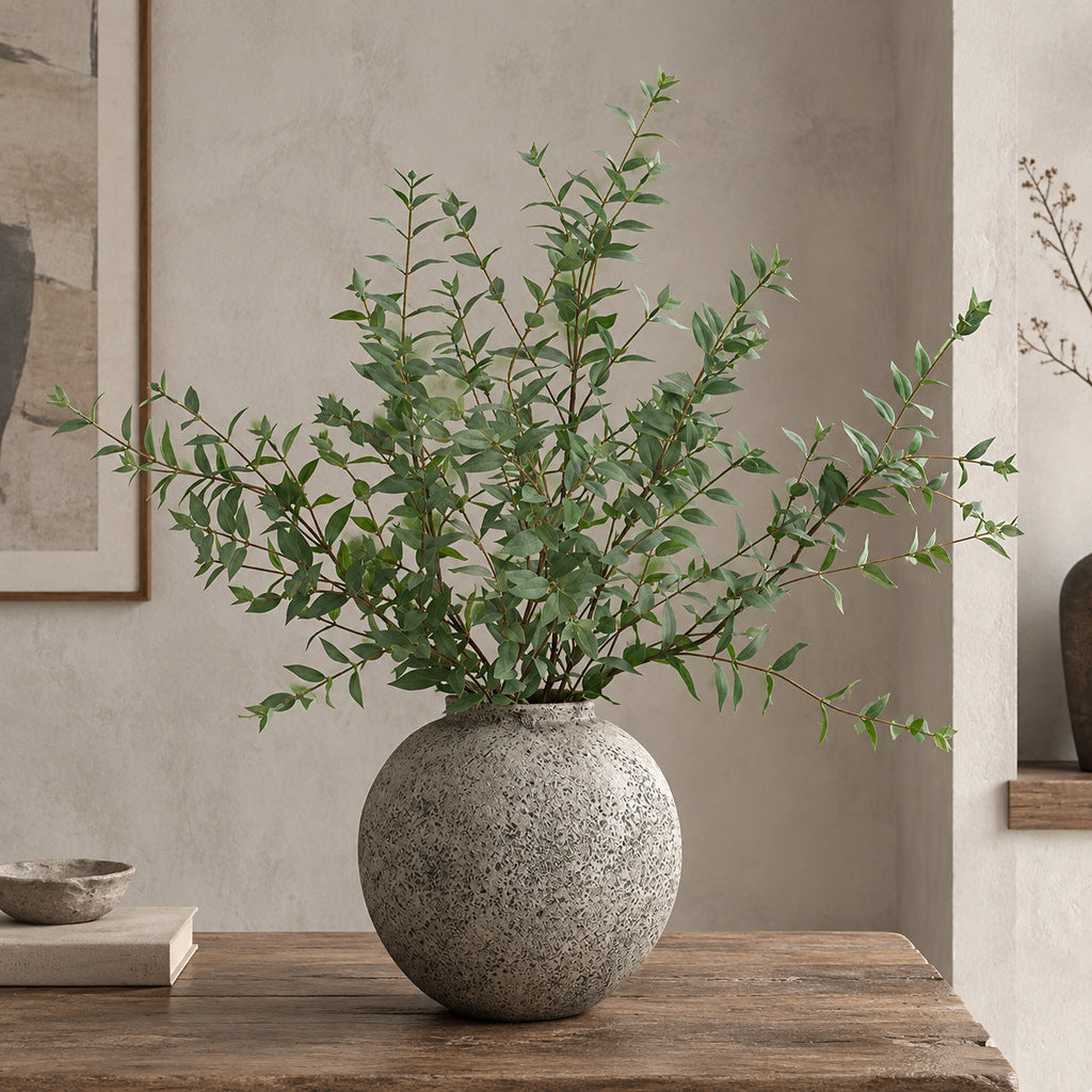 Rama de Eucalipto Artificial de Hojas Puntiagudas, 1 Pieza Tipo Arbusto, Decoración para Salón y Bodas